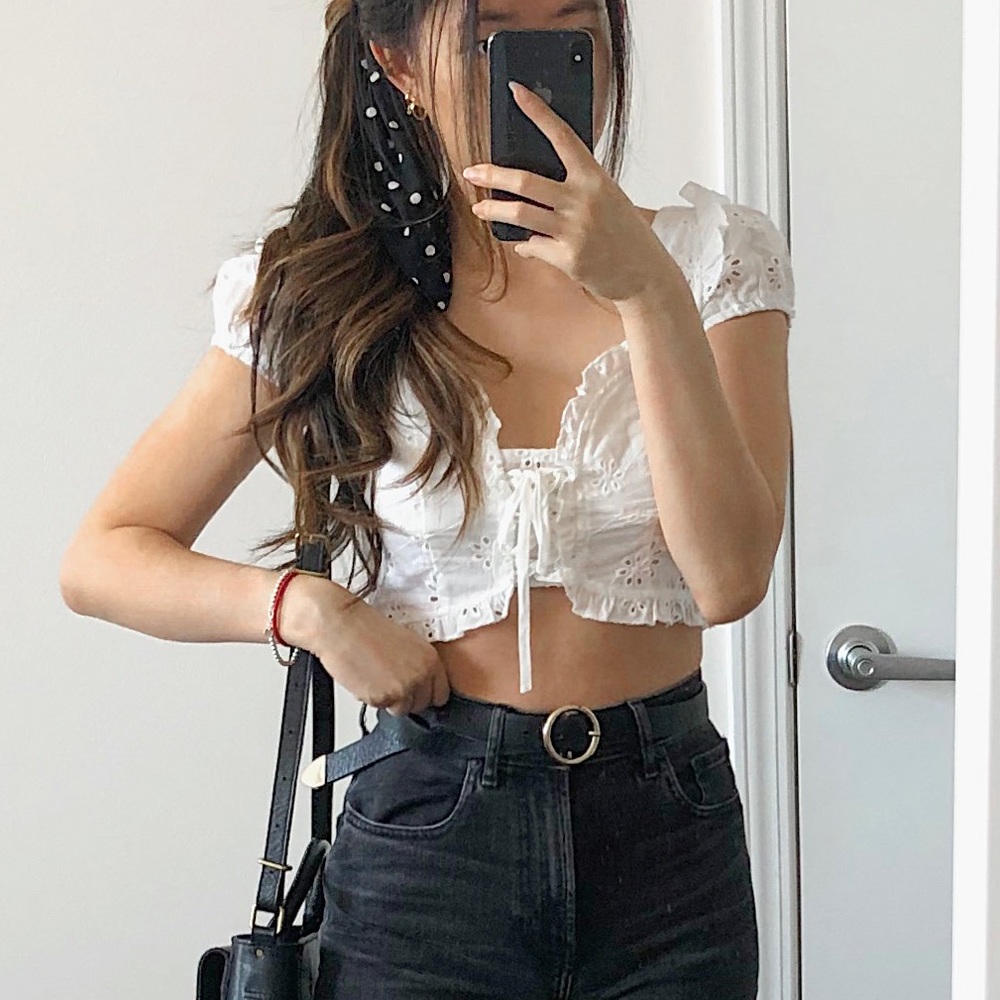 NWT Princess Polly white eyelet top with lace up front
